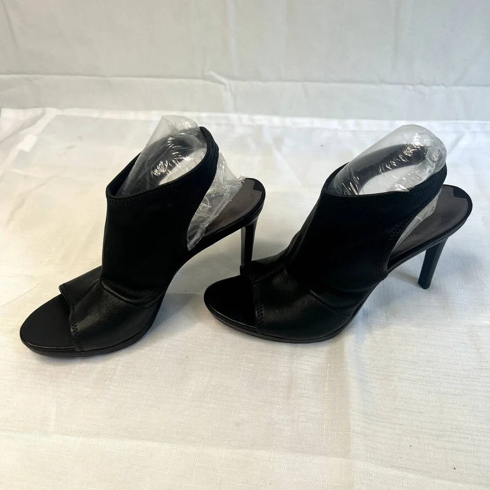 Via Spiga Black Open Toe Slingback Leather High Heels Leather Size 7.5 - Picture 4 of 11
